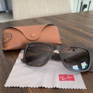 Ray Ban Tortoise Justin Polarized Sunglasses. With extra set of lens